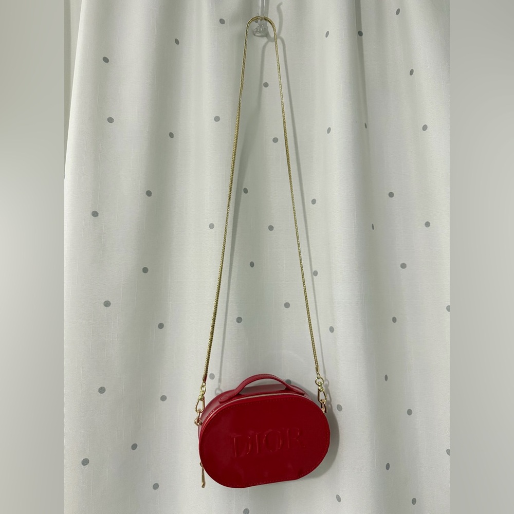 Dior Glossy Red Mini Pouch cosmetic Bag - Picture 2 of 7